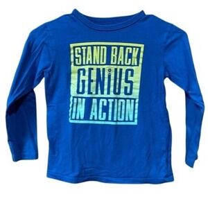 Stand Back Genius In Action Boy's Graphic Print Blue‎ Long Sleeve T-Shirt 3T